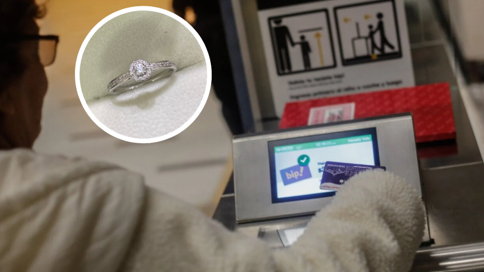 Joven busca anillo de compromiso que perdió su pareja en Tobalaba