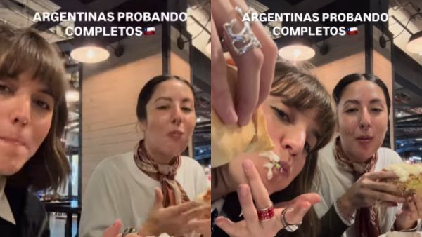 "¡Están increíbles, pero...": Argentinas se rinden al comer completos chilenos
