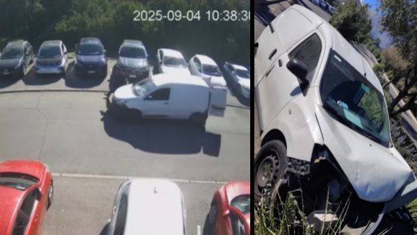 Olvidó poner freno de mano y su auto se fue cerro abajo en la Universidad Adolfo Ibáñez
