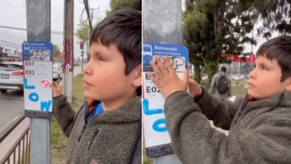 "Respeten": Niño ciego de La Serena denuncia el mal estado de letreros de paraderos en braille por rayados
