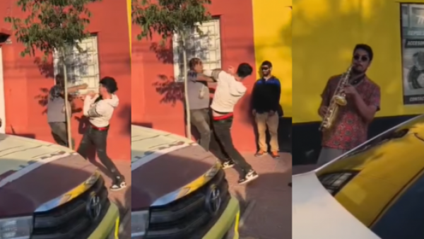 Habla saxofonista que se hizo viral por musicalizar pelea callejera en Los Andes
