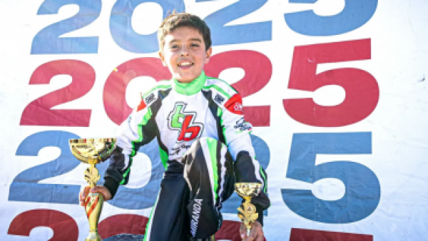 El niño chileno que es campeón de karting, Bruno Miranda.