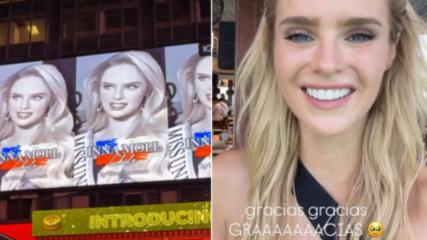 <p>Inna Moll en Miss Universo 2025</p>Sorprenden a Inna Moll con su foto en las pantallas de Times Square: "Era un sueño"
