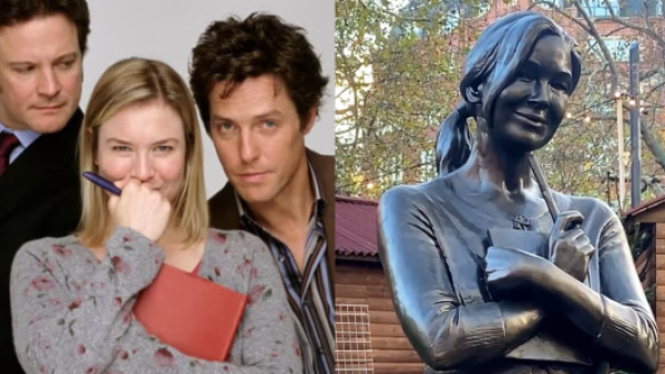 Actriz Renée Zellweger inaugura estatua dedicada a Bridget Jones, su personaje más icónico