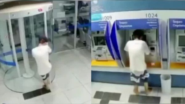 ¡Insólito! Sujeto quedó atrapado en puerta giratoria tras intentar robar un banco en Brasil
