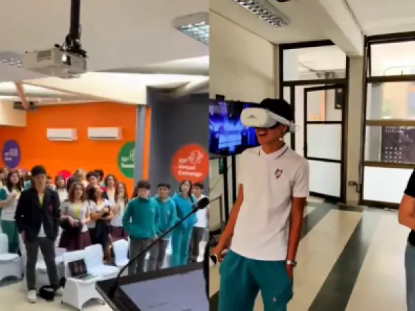 De realidad virtual a un podcast: visita a colegio en Las Condes deja a profesor sorprendido