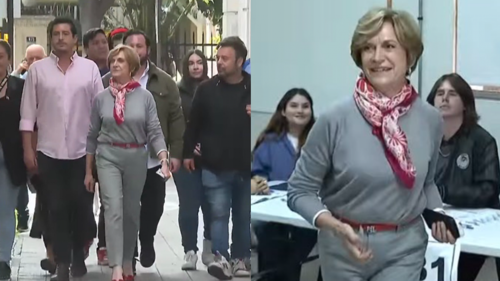 La teoría del rojo: Evelyn Matthei llegó a votar en esta segunda vuelta con llamativa vestimenta
