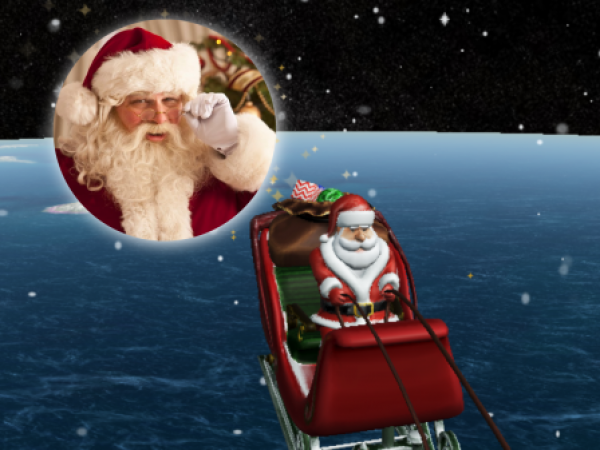 Pantalla con el recorrido del Viejito Pascuero en vivo para ver donde está el Viejito Pascuero y hacia donde va este 24 de diciembre.