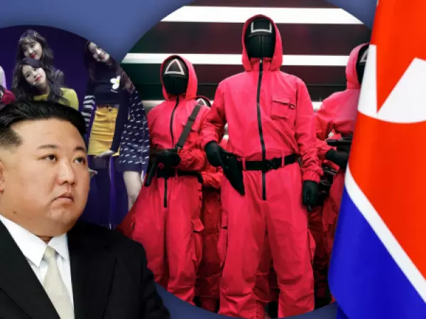 Kim Jong-un supervisando la represión cultural en Corea del Norte; series surcoreanas como El Juego del Calamar y música K-pop de grupos como TWICE prohibidas