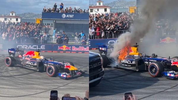 Susto en San Francisco: Yuki Tsunoda sale ileso tras incendio de su carro Red Bull en plena exhibición
