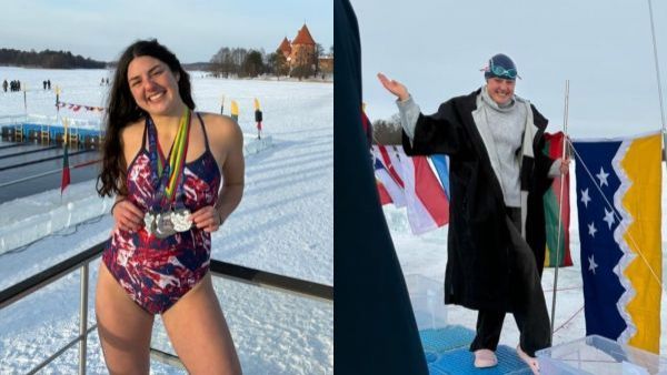 Chilena hace historia al nadar en gélidas aguas de Lituania
