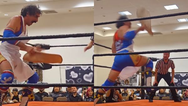 Luchador italiano sorprende con un llamativo golpe de pizza
