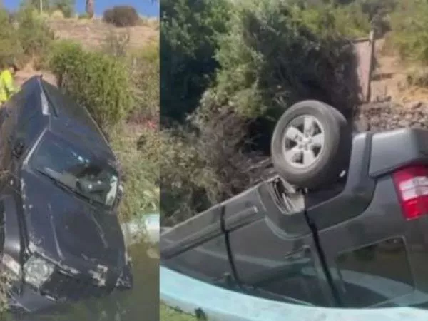 Auto cae a piscina de casa