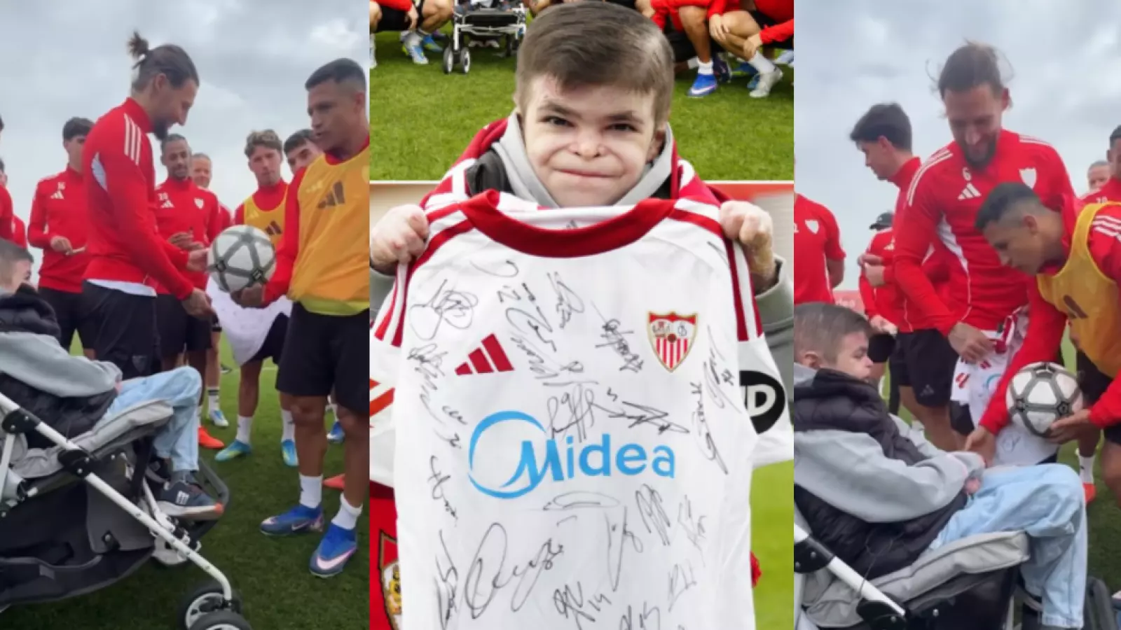 Alexis Sánchez sorprende a niño con “Piel de Mariposa” con especial regalo en Sevilla FC