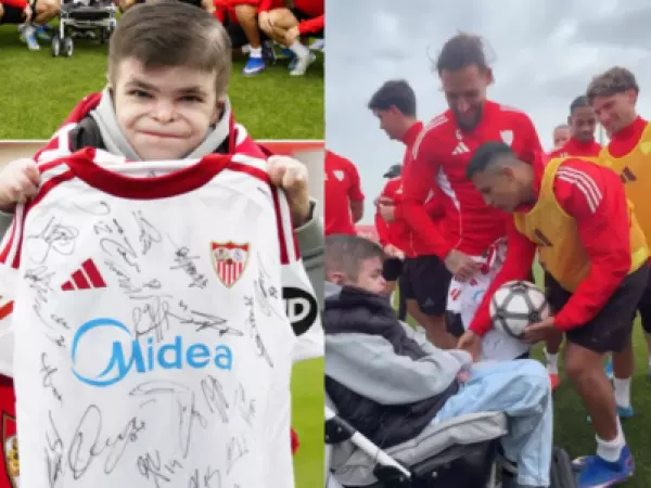Alexis Sánchez sorprende a niño con “Piel de Mariposa” con especial regalo en Sevilla FC