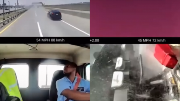 <p>Cámara capta momento en que avión impacta a camión de pastelería</p>Cámara capta momento en que avión impacta a camión de pastelería en EE.UU.
