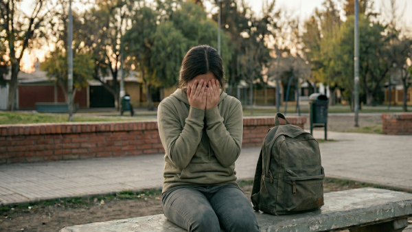 <p>Adolescente triste (Imagen generada con IA)</p>Violencia en el pololeo adolescente: señales de alerta que se observan en entornos escolares
