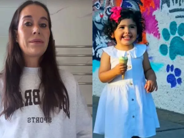 Valentina Roth junto a la pequeña Isidora.