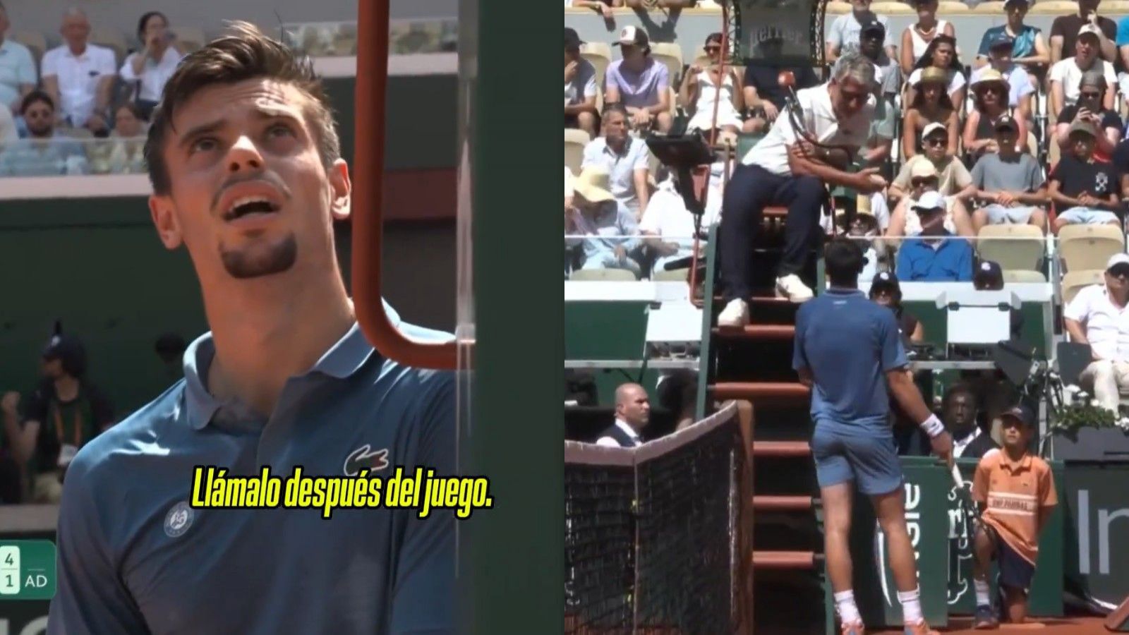 "Siento que me va a salir": Tenista sufre problemas estomacales en partido de Roland Garros
