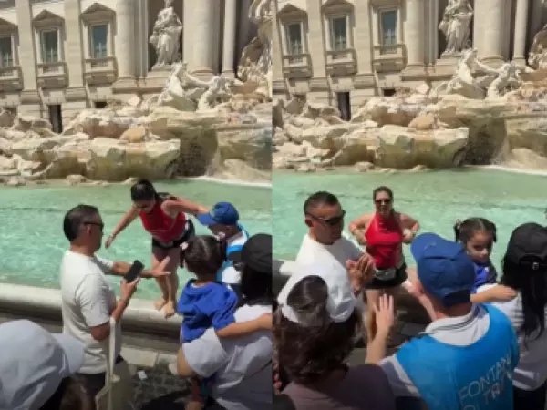 Escándalo en Roma: mujer ingresó a la Fontana di Trevi y fue retirada a gritos
