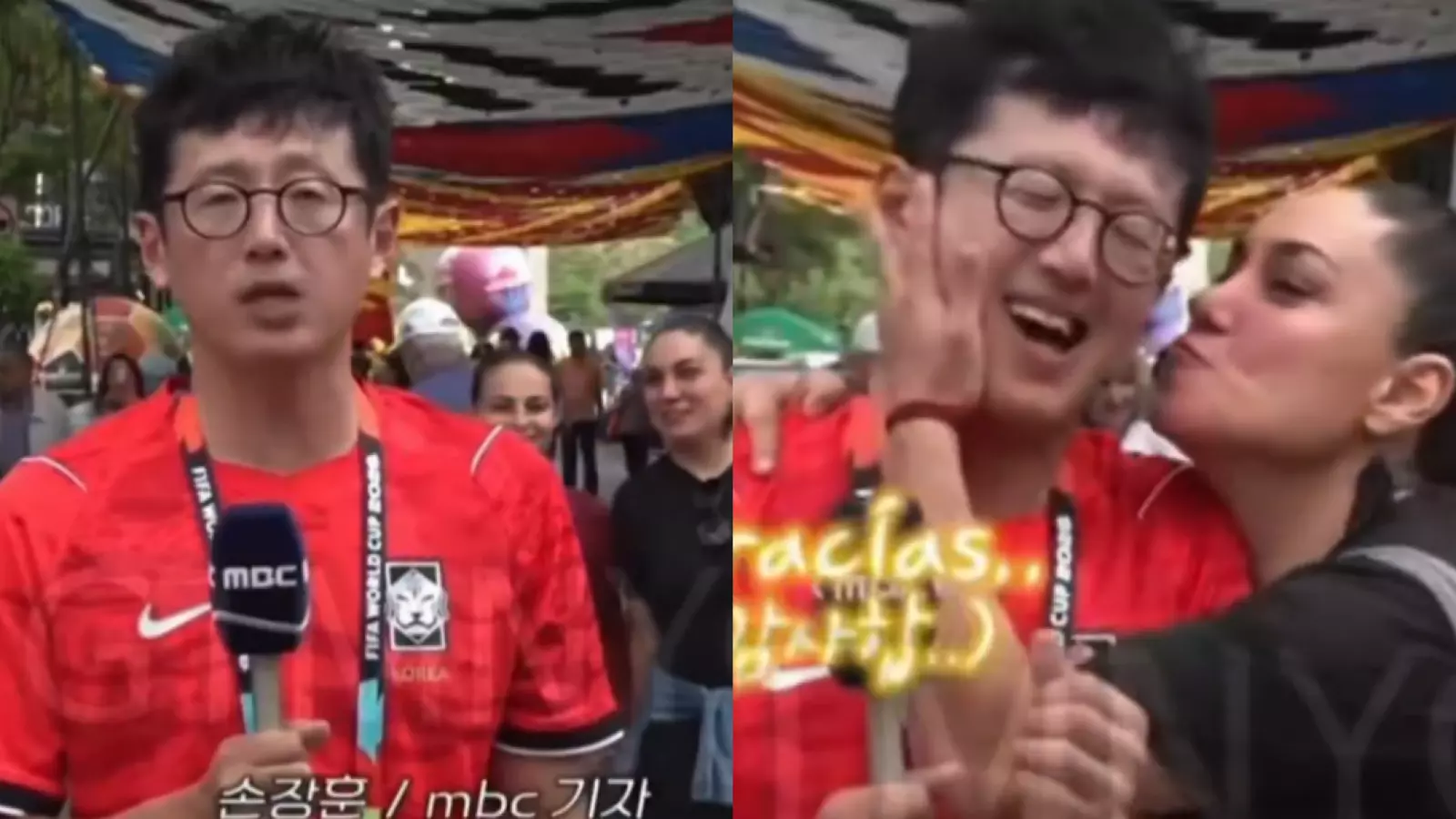 Mujer besó a un periodista coreano en vivo y provocó una ola de comentarios: “¿Y si fuera al revés?”