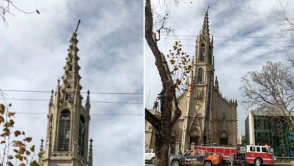 "Un riesgo inminente": Viña del Mar en alerta ante inminente caída de cruz de iglesia
