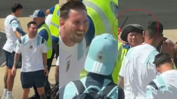 Messi se ríe del "hallazgo" en el bolso del Cuti Romero durante el control de seguridad
