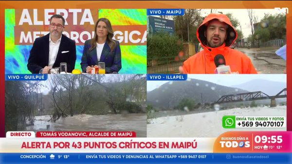 Sistema frontal: Alerta por 43 puntos críticos en Maipú por intensas lluvias