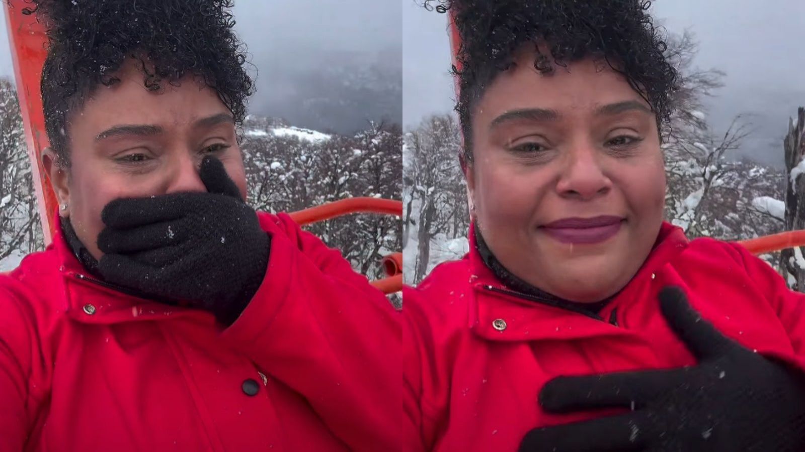 Influencer brasileña conmueve con su llanto al ver la nieve en Chile
