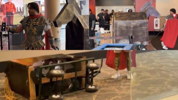 Quisieron ver "La Odisea" gratis con su propio Caballo de Troya y el resultado sacó risas en redes
