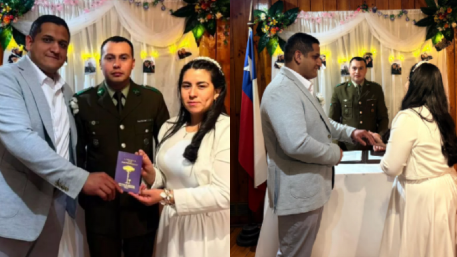 <p>Histórico: carabinero ofició matrimonio tras tres años sin bodas en localidad de Magallanes</p>

