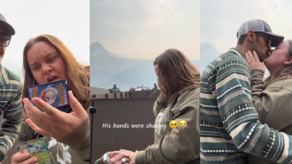 <p>Pareja protagoniza viral propuesta de matrimonio con una carta Pokémon personalizada</p>Pareja protagoniza viral propuesta de matrimonio con una carta Pokémon personalizada
