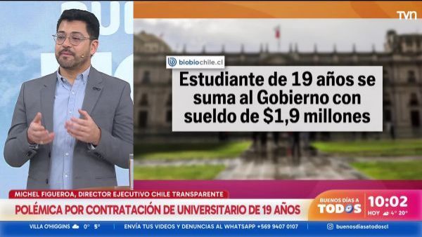 Polémica por universitario que recibe sueldo de $1,9 millones en el Ministerio del Interior
