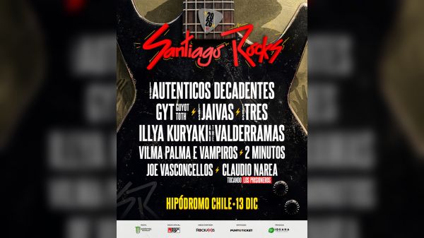 Santiago Rocks 2026 suma a Los Tres y Claudio Narea: revisa el cartel completo del festival

