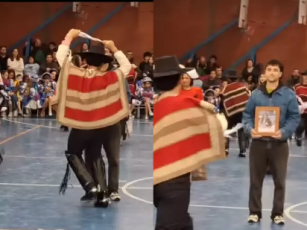 Joven baila cueca con el retrato de su madre fallecida