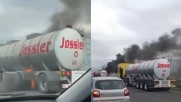 <p>Camión se incendia mientras transportaba vino en la autopista General Velásquez</p>