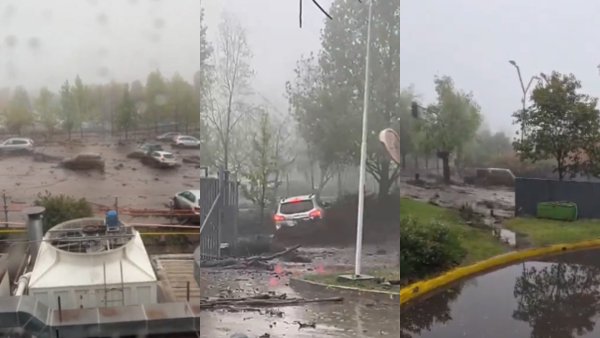 Impactante aluvión en San Carlos de Apoquindo: fuertes lluvias arrastraron vehículos y árboles en Las Condes
