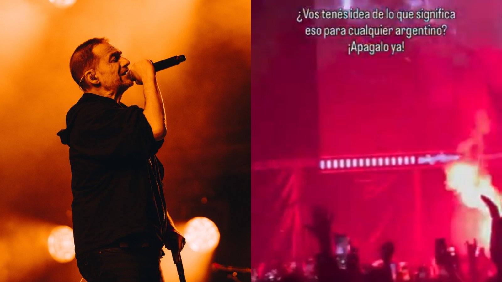 "¿Vos tenés idea de lo que significa eso para cualquier argentino?": Vicentico frenó su show en Bogotá tras el encendido de una bengala
