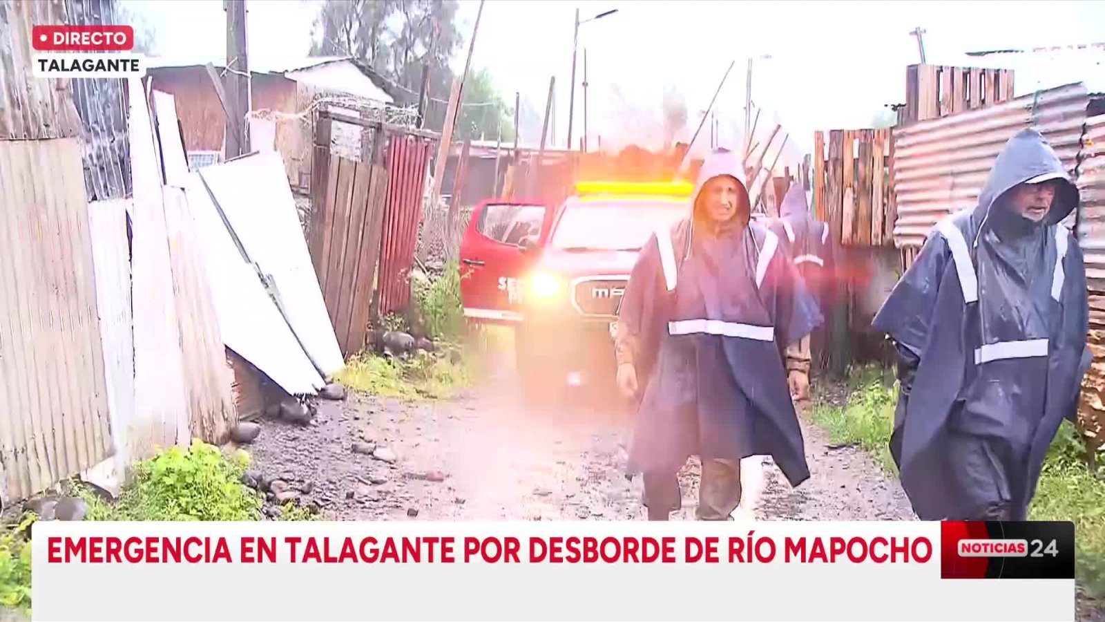 SENAPRED solicita evacuación de campamento por desborde del Río Mapocho en Talagante
