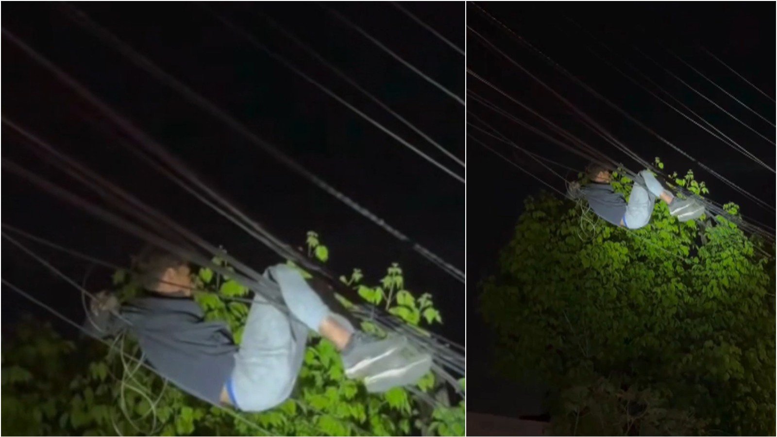 Hombre quedó colgado del tendido eléctrico al intentar robar cámaras en El Bosque
